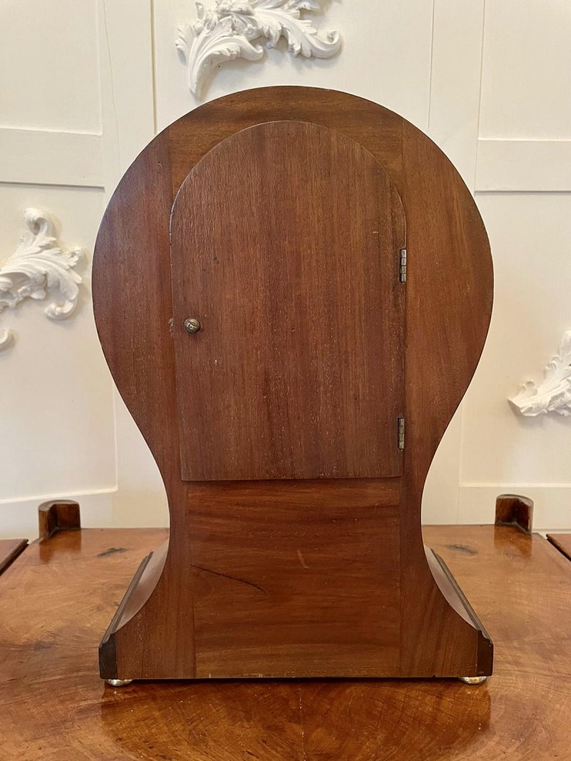 Large Antique Edwardian Inlaid Mahogany Balloon Shaped Mantel Clock - Image 8